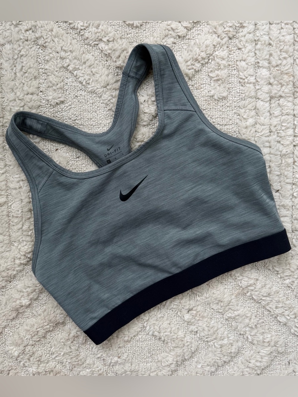 Nike Heathered Gray Sports Bra Black Logo Size Large Athletic Lounge